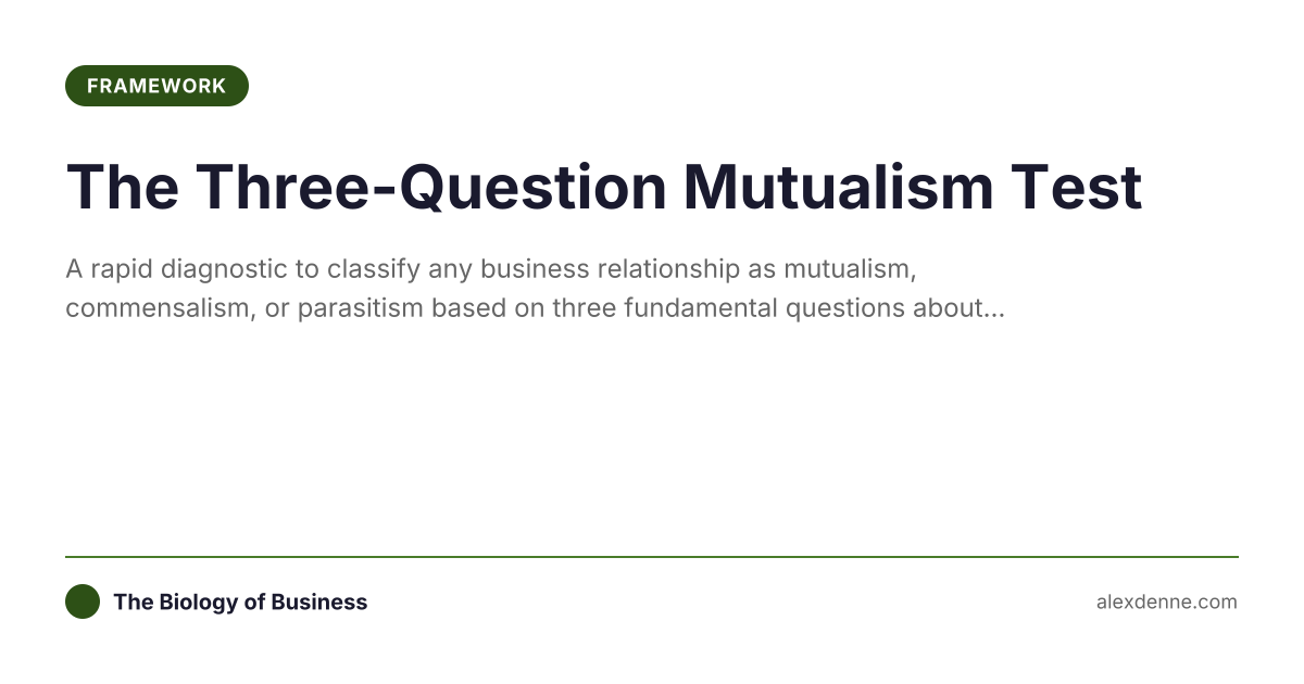 The Three-Question Mutualism Test | The Biology of Business